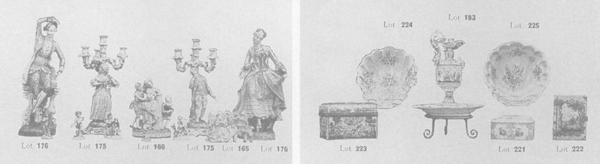 These items from the 1930 auction catalogue show the style of furniture and furnishings in the Hall.