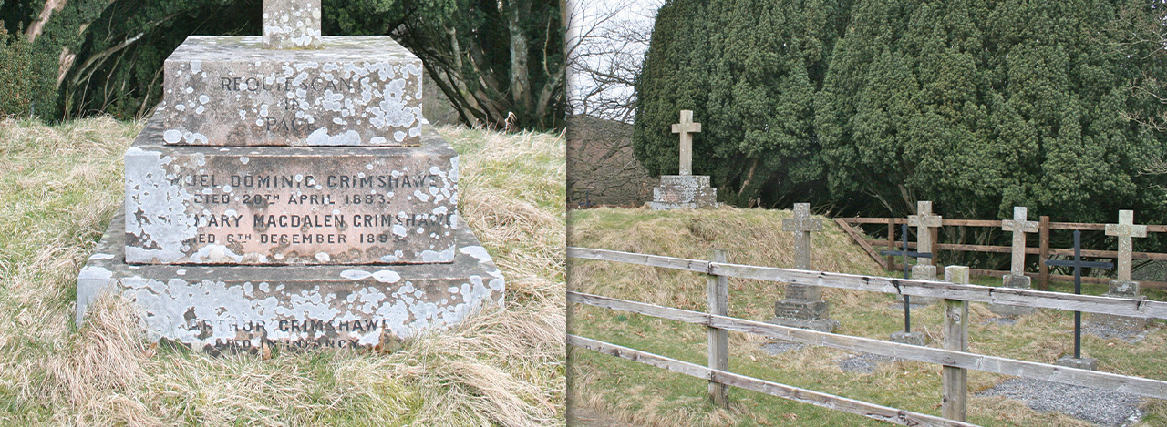 The Grimshawe family graves on the hilltop behind the ruins of Errwood Hall