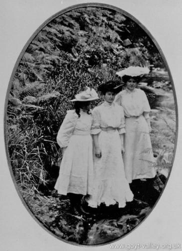 Ladies in the formal garden. c.1910.