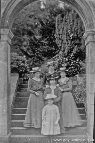 Ladies in the formal garden. c.1910.