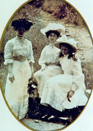 Ladies in the formal garden. c.1910.