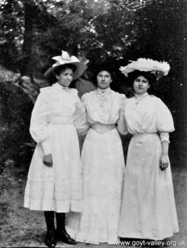 Ladies in the formal garden. c.1910.